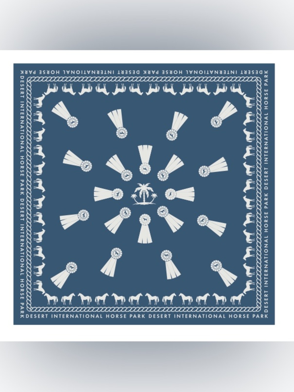 NWT Navy Blue Ribbon Print Bandana Scarf Desert International Horse Park DIHP